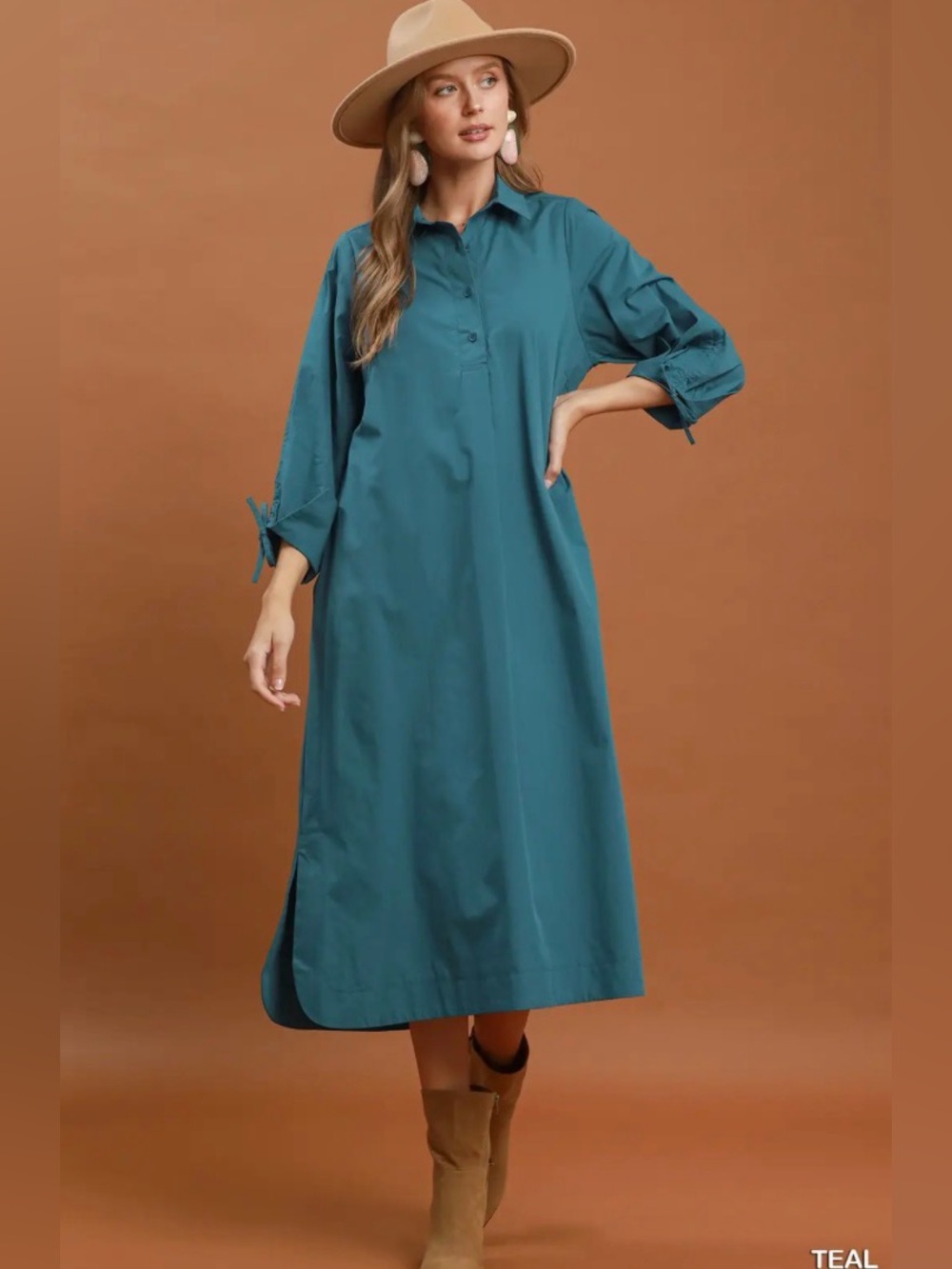 Umgee Collared Button Detail Relaxed Midi Dress🛍️